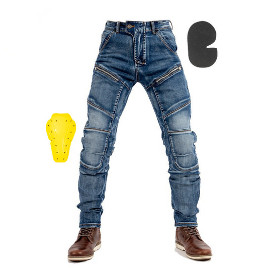 Men's High Elastic Motorcycle Jeans