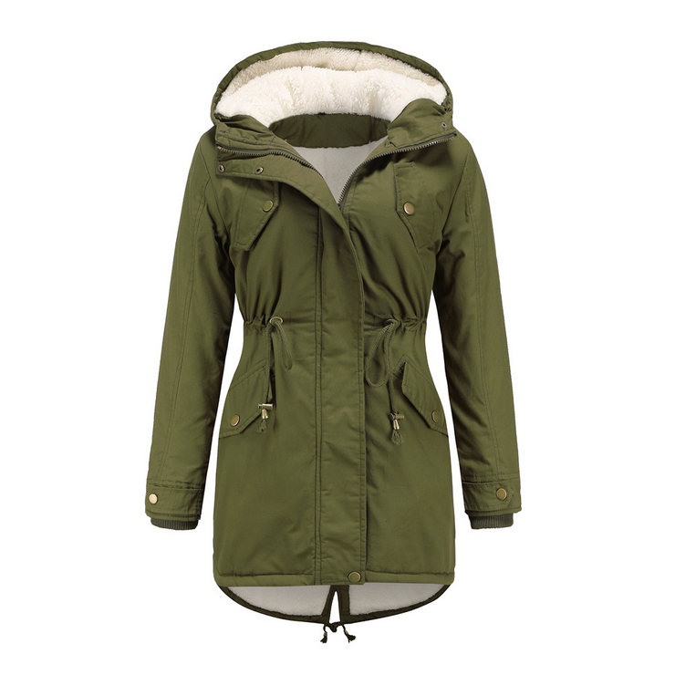 Fleece-Lined, Windproof Mid-Length Coat