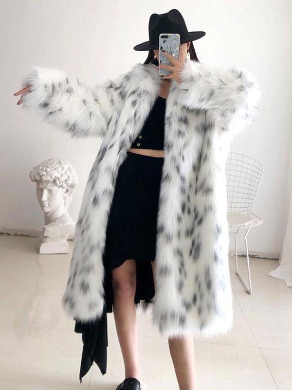 Faux Fur Two Tone Lapel Coat