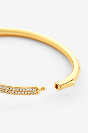 Gold 4mm Iced Nail Bangle Bracelet