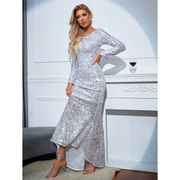 White Full Sleeves Mermaid Prom Dress