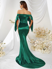 Off-Shoulder Sleeveless Long Mermaid Prom Dress