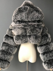 Faux Fur Hooded Bubble Coat