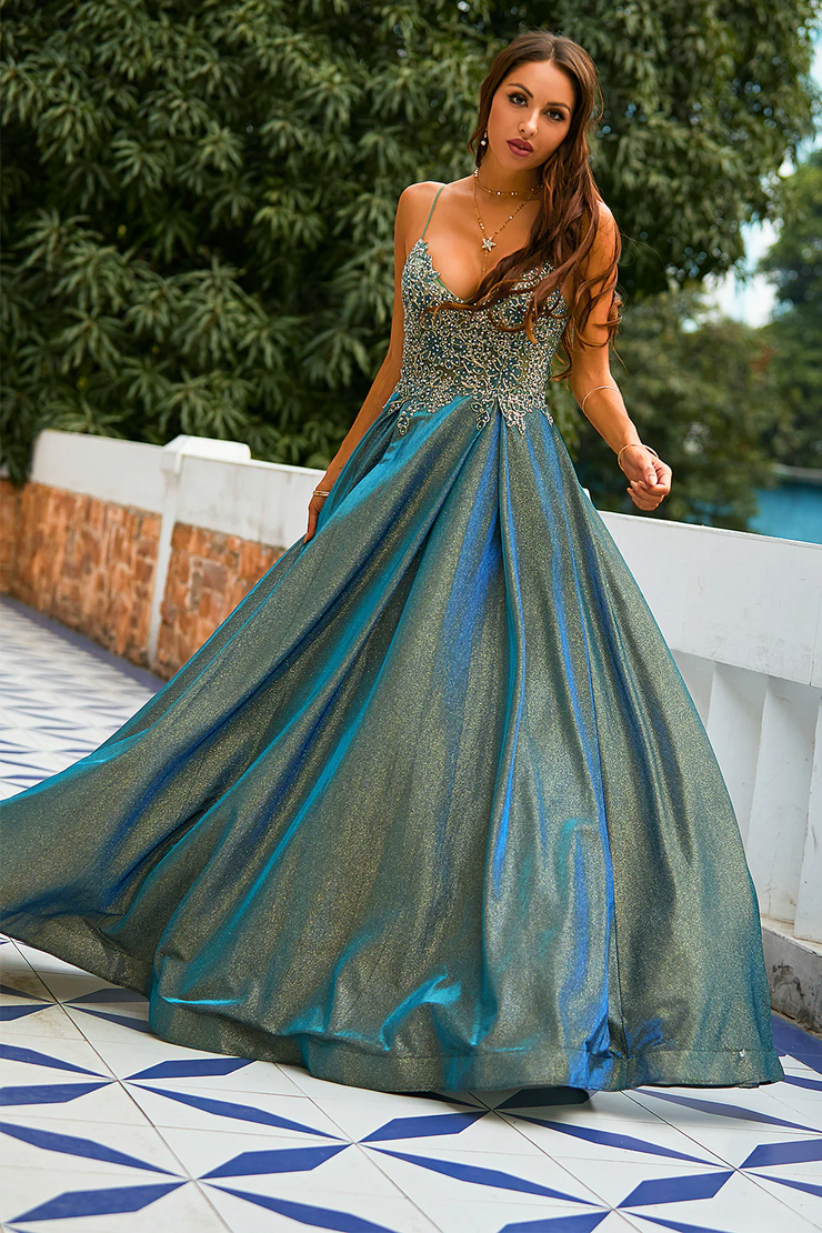 Spaghetti Strap Sleeveless Long Prom Dress