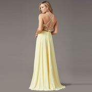 Deep V Neck Sleeveless Side Split Long Evening Dress