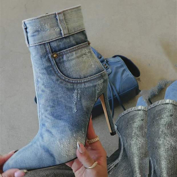 Stiletto Denim Boots