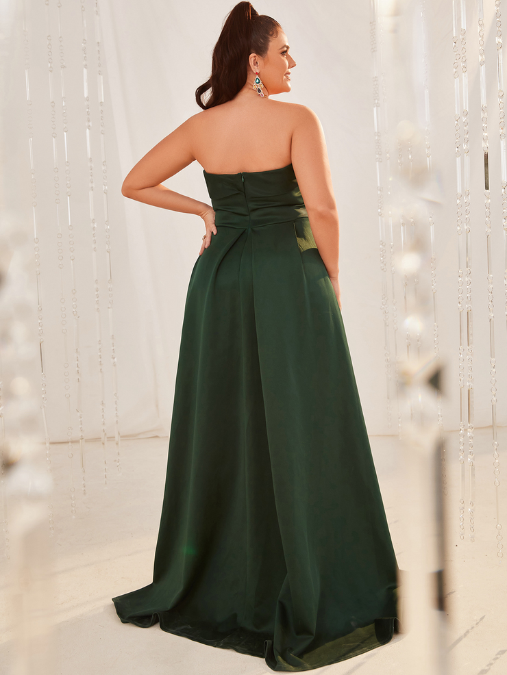 Strapless Sleeveless Long Slit Evening Dress