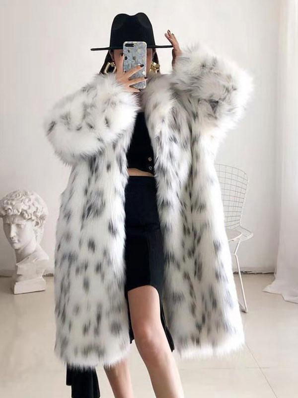 Faux Fur Two Tone Lapel Coat