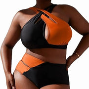 High Waisted Color Block Bikini Set