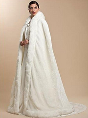 White Faux Fur Hooded Cloak