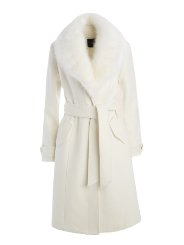 Women's Coat with Detachable Fur Collar