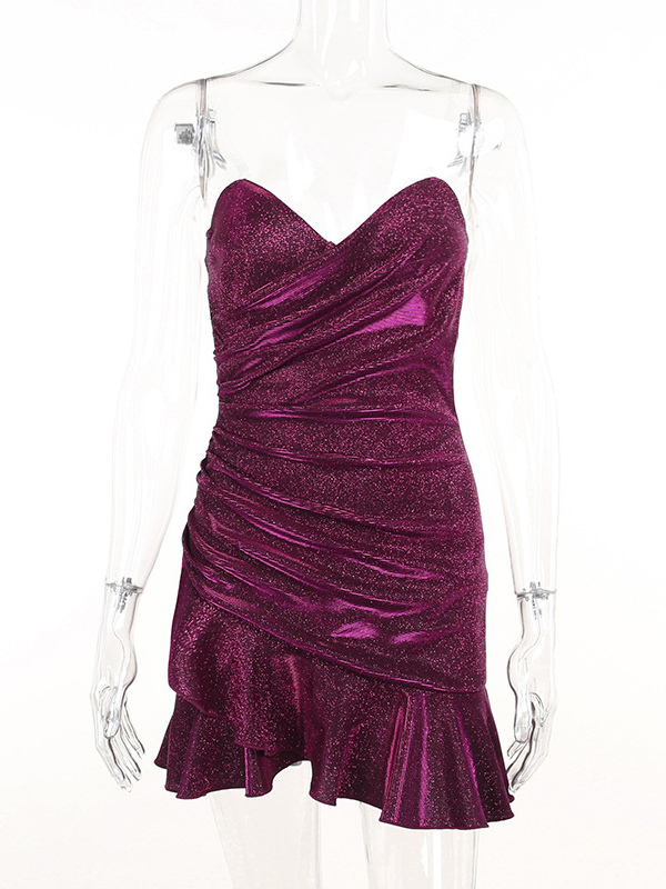 Sequin Strapless Sleeveless Short Prom Dress