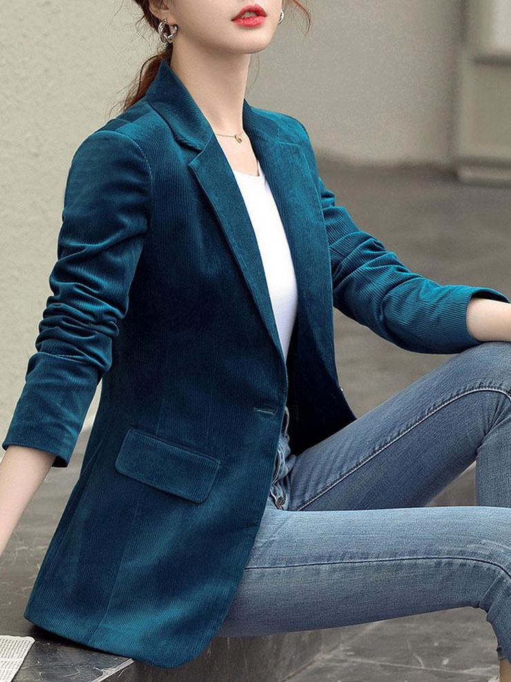 Turn Down Collar Long Sleeves Blazer