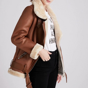 Faux Shearling Leather Jacket