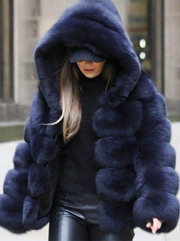 Faux Fur Hooded Short Coat