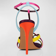 Stylish Multicolor Open Toe T-Strap Stiletto Heels