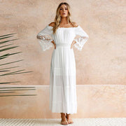 White Boho Lace Beach Maxi Long Dress