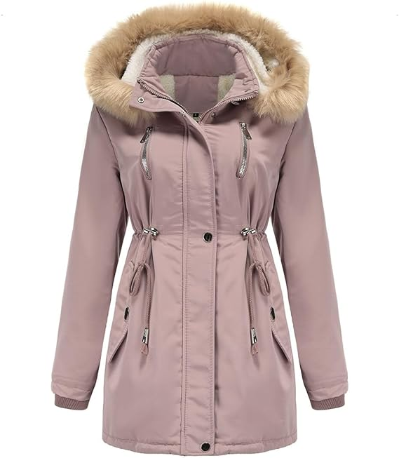 Faux Fur Hooded Fleece-Lined Long Coat