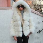 Faux Fur Long Sleeves Hooded Coat