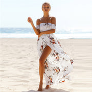 Off-Shoulder Front Slit Long Summer Dress