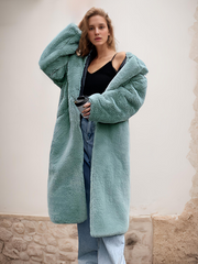 Faux Fur Hooded Long Coat