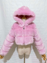 Faux Fur Hooded Bubble Coat