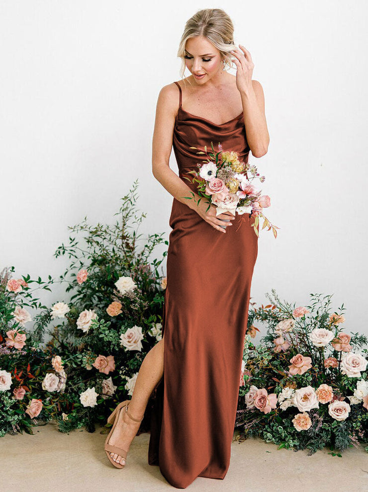 Satin Sleeveless Zip-Fastening Back Mermaid Bridesmaid Dress