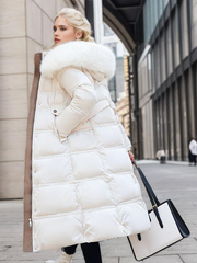 Women's Stand Collar Faux Fur Puffer Coat