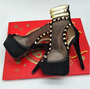 Black Peep Toe Platform Stiletto Heels