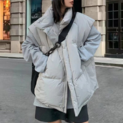 Drawstring Hem Sleeveless Zip Front Puffer Pockets Coat