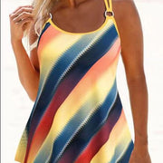 Circular Ring Mid Waisted Dazzle Colorful Tankini Set