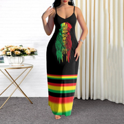 Printed V-Neck Sleeveless Maxi Dress