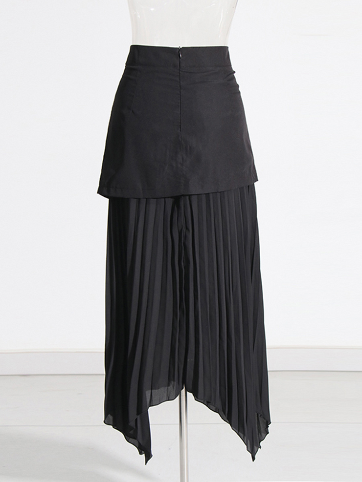 Asymmetrical Pleated Midi Skirt