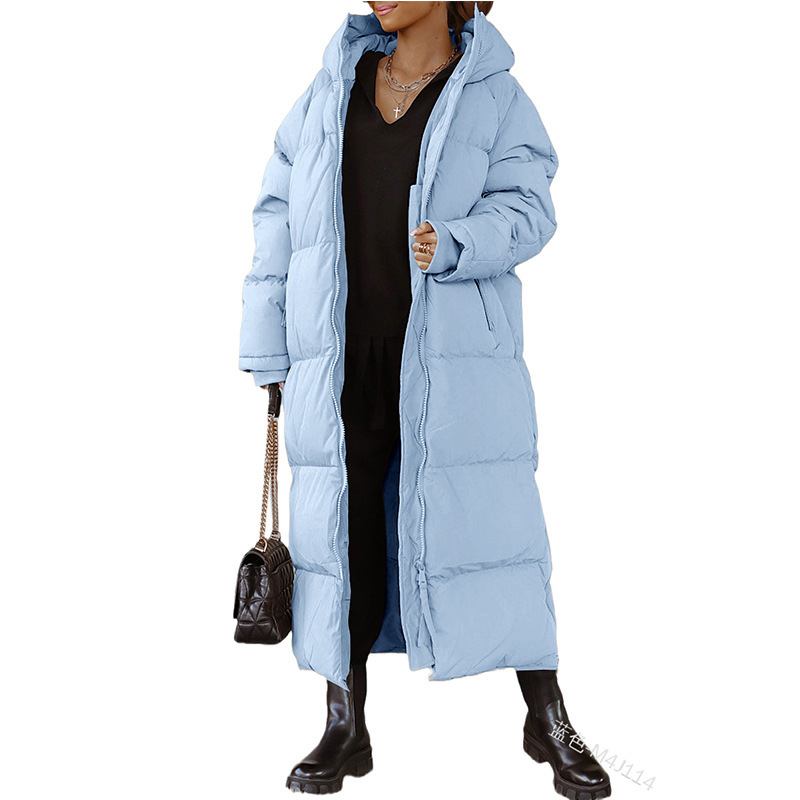 Hooded Full Sleeves Long Puffer Coat