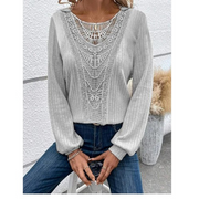 Casual Long Sleeves Lace Blouse