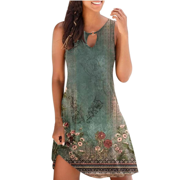 Printed Sleeveless Mini Dress