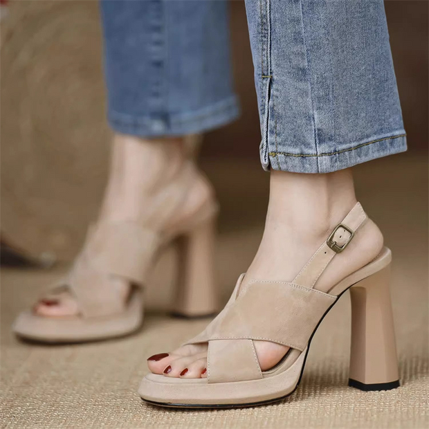 Peep Toe Buckle Strap High Heel Sandals