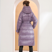 Hooded Long Sleeves Belted Puffer Coat