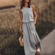 Round Neck Sleeveless Casual Maxi Dress