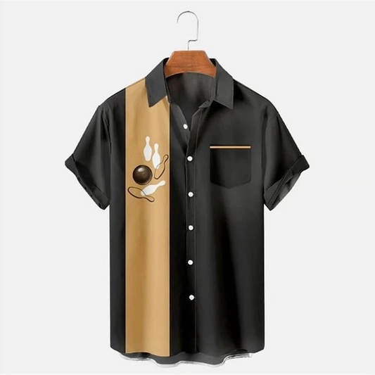 Bowling Ball Printed Button Down Collar Shirt