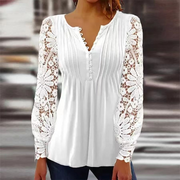 Plain Casual Lace Sleeves Top