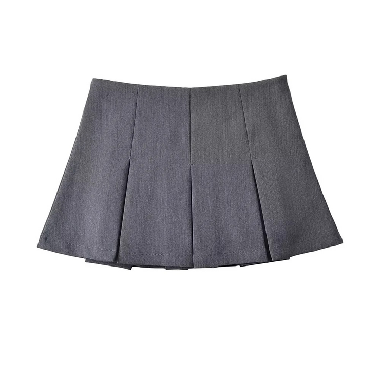 Solid Pleated Mini Skirt