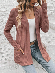 Open Front Long Sleeves Cardigan