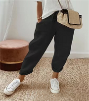 Casual Baggy Cotton Linen Cropped Plain Pant