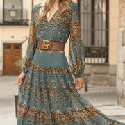 Women's V Neck Chiffon Vacation Ethnic Dress