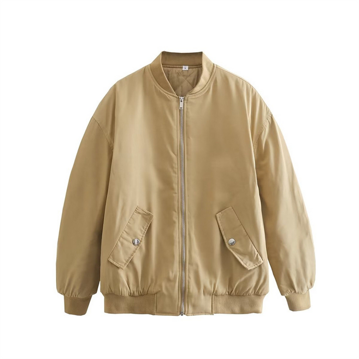 Simple Basic Zip Up Bomber Jacket