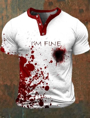 White "I'm Fine" Printed T-Shirt