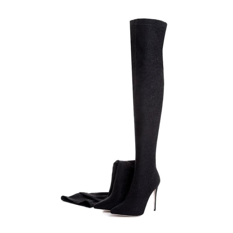 Pointed Toe Stiletto Heel Thigh-High Boots