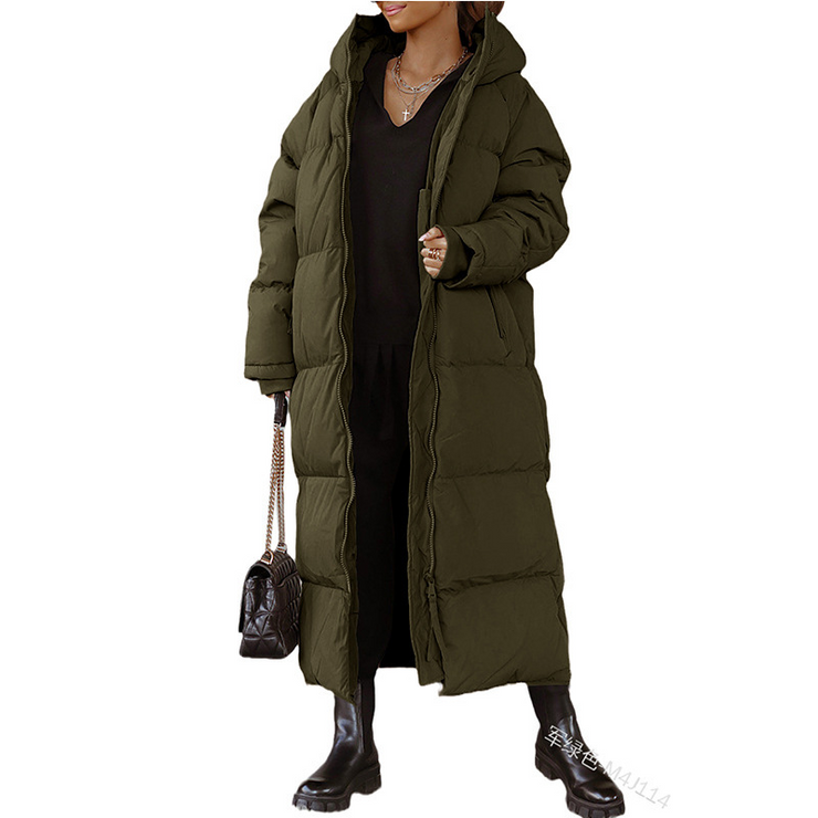 Hooded Full Sleeves Long Puffer Coat