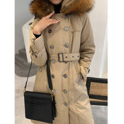 Double Breasted Belted Hooded Coat